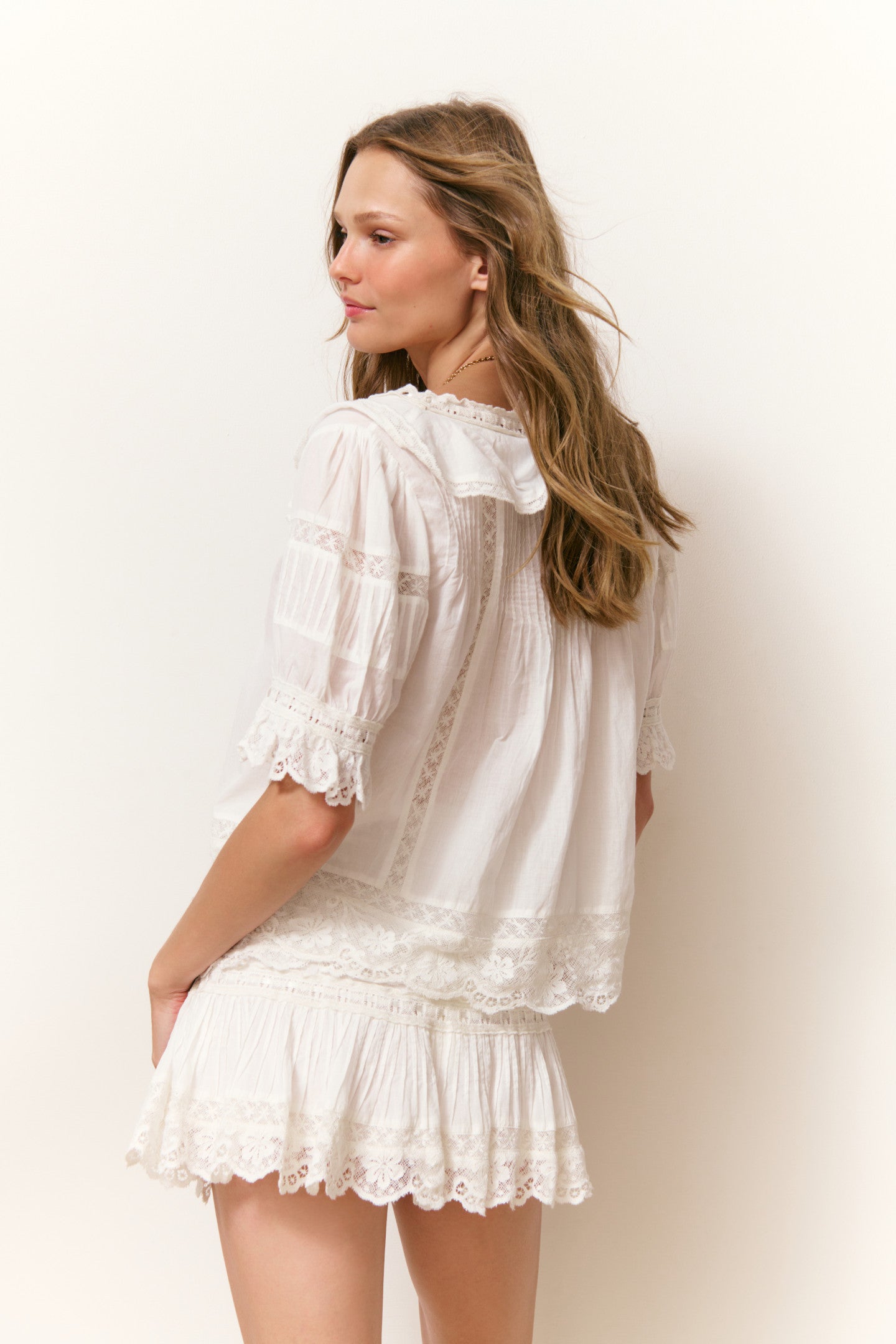 Romilly Cotton Lace Ruffle Blouse