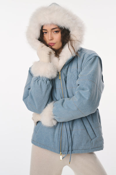 LoveShackFancy x MAX&MOI Deva Denim Convertible Jacket