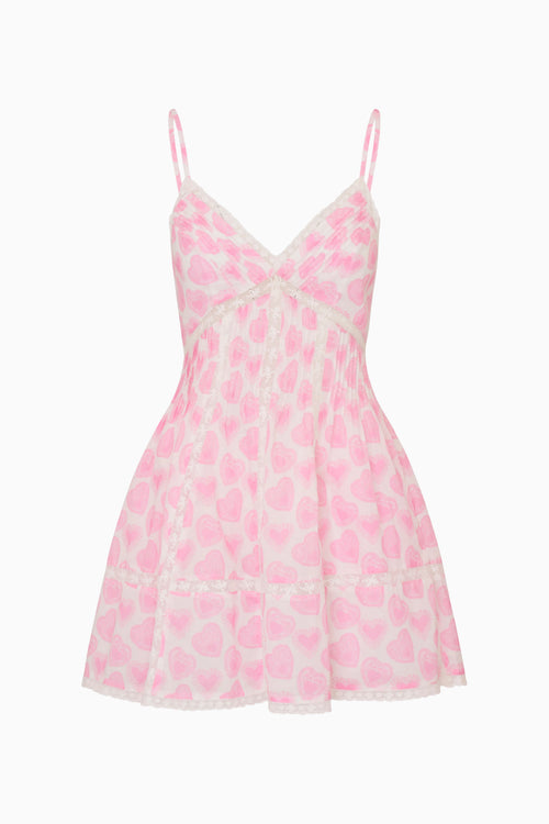 Pink heart dress on a white background