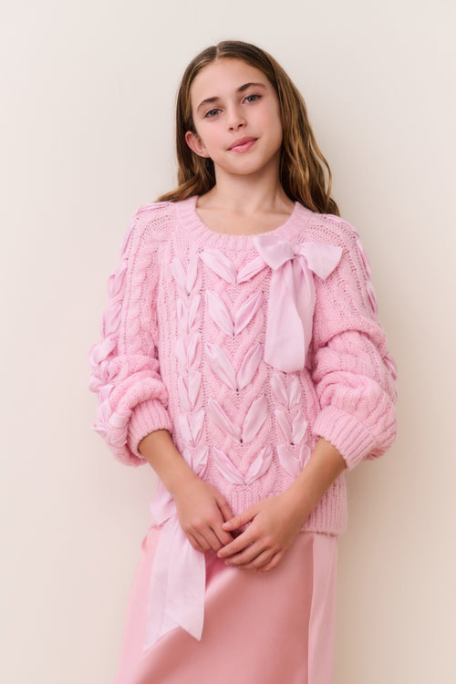 Tween Doria Alpaca-Blend Ribbon Pullover