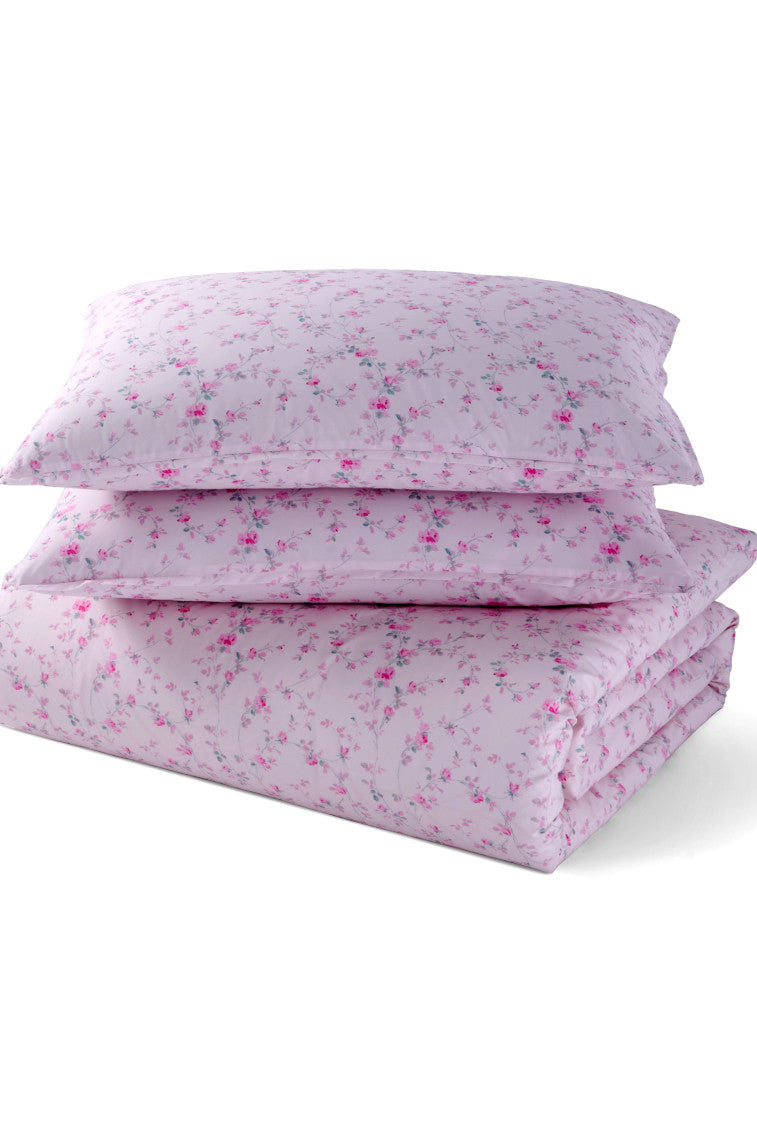 Full/Queen size floral printed duvet cover and sham set.