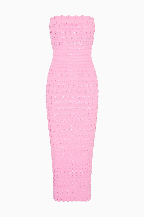 Eclipse Rhinestone Scallop Bandage Dress