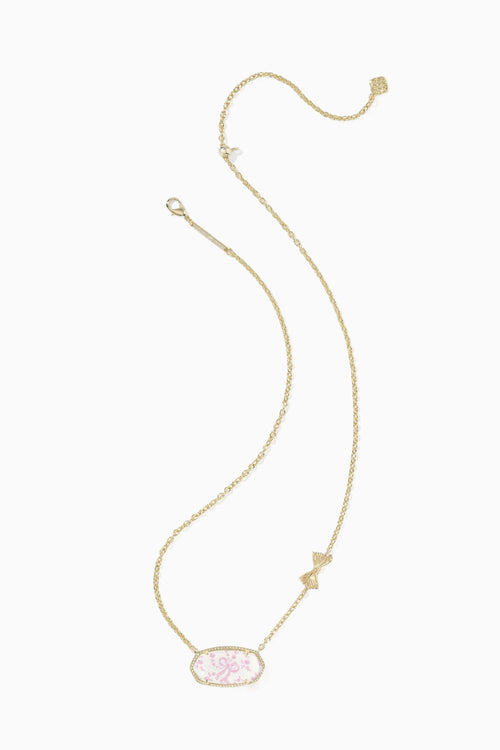 Necklace with a pink pendant on a white background