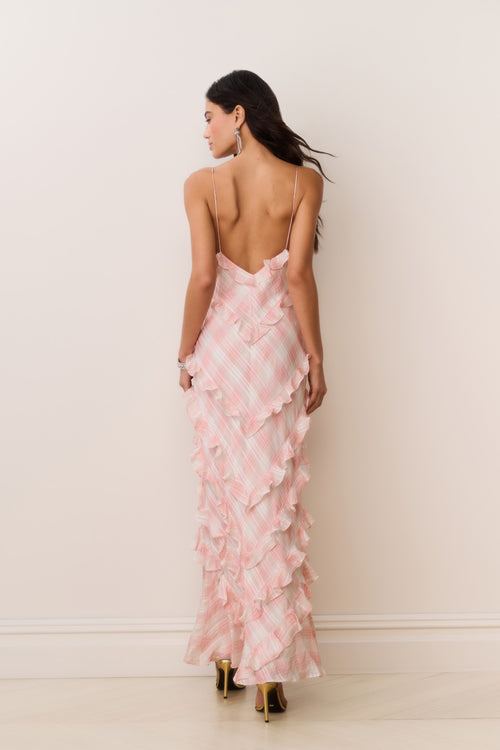Ellietta Tartan Ruffle Maxi Dress