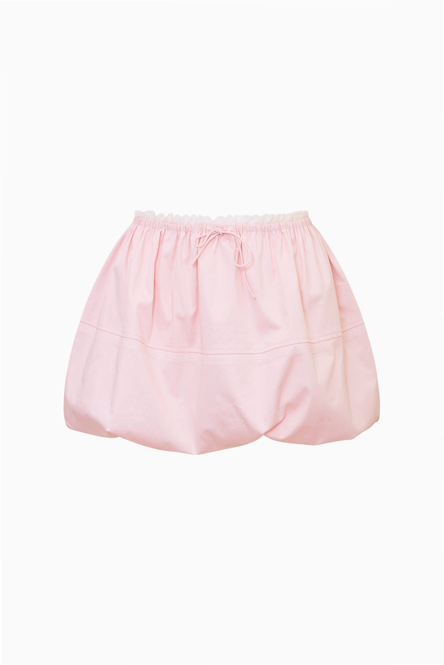 Lace Trim Bubble Hem Low Rise Mini Skirt | LoveShackFancy