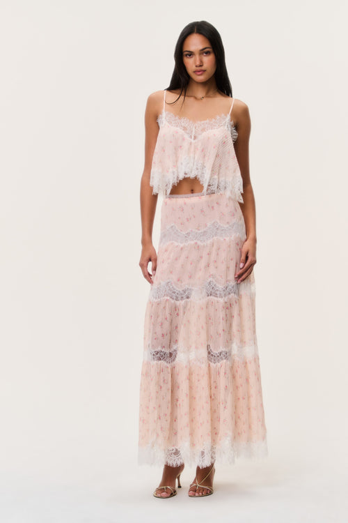 Everhart Cotton-Silk Lace Maxi Skirt