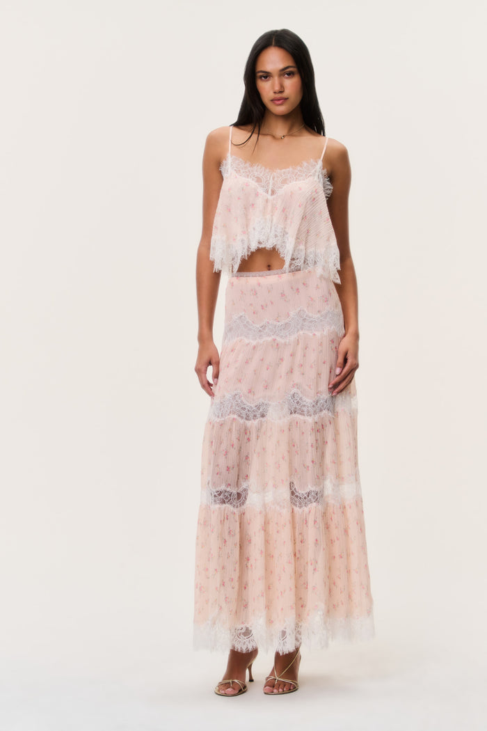 Everhart Cotton-Silk Lace Maxi Skirt