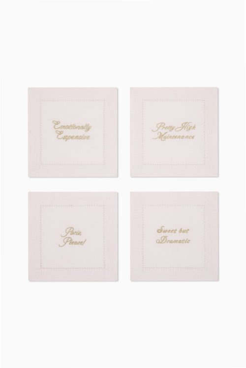 Embroidered Cocktail Napkin Set of 4