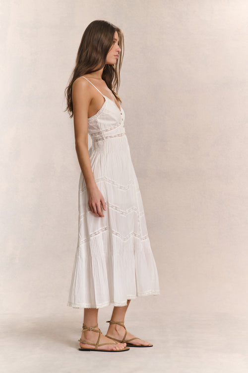 esilda heritage cotton midi dress Esilda Heritage Cotton Midi Dress True White / 10