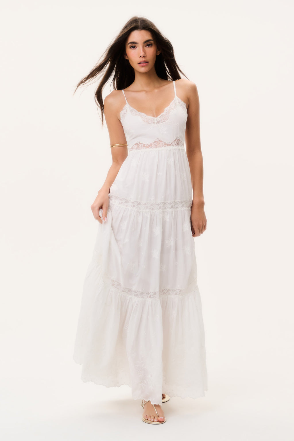 Espa Lace-Trimmed Maxi Dress Optic White / XXS