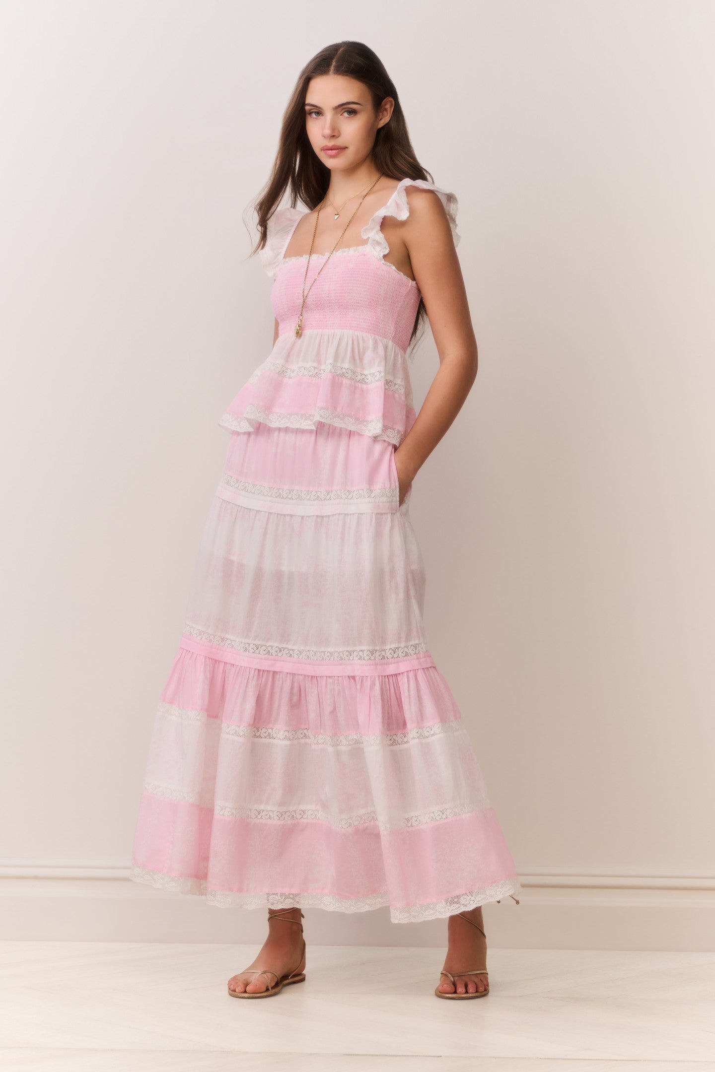 即日発送ピンクFiona ruffle tops様タグ付き Phia Mixed Print Maxi Skirt