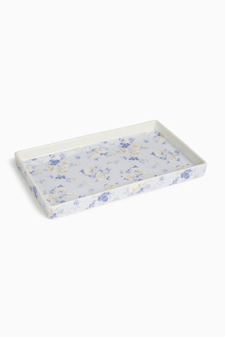 Rectangular tray with floral pattern on a white background