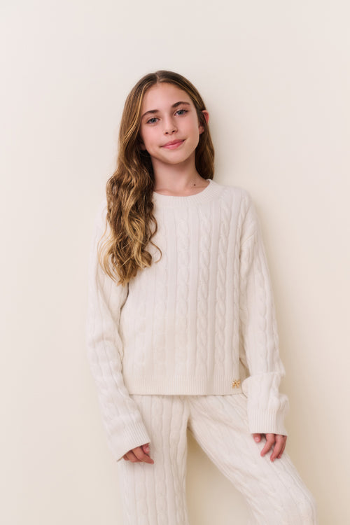 Tween Sallie Cable Knit Pullover