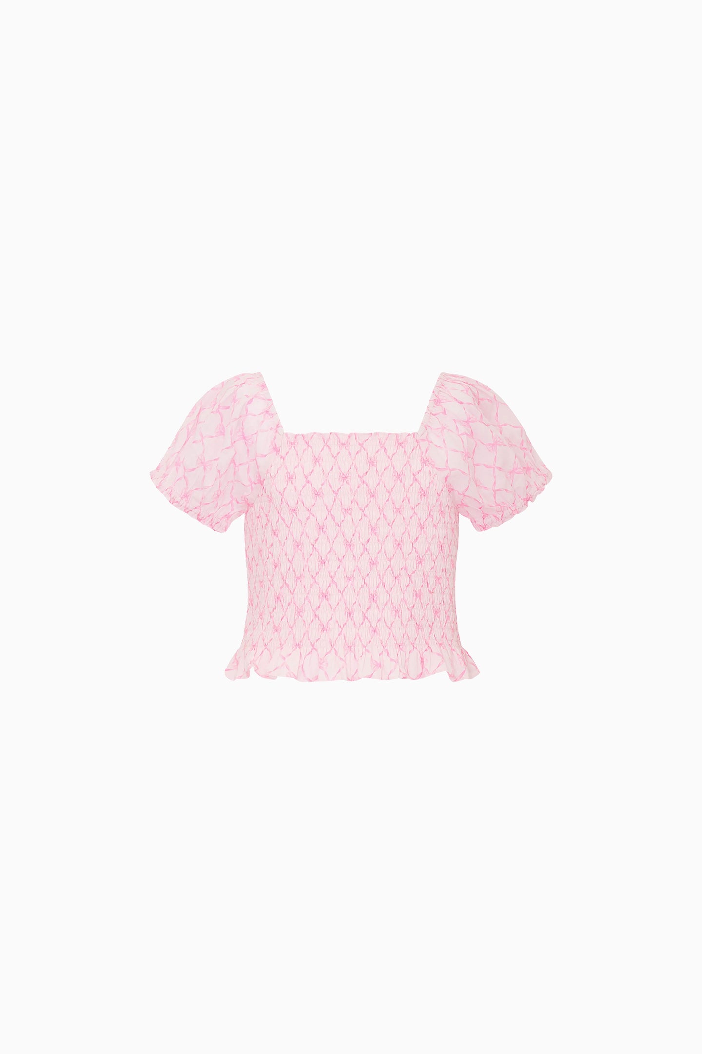 Girls Square Neck Puff Short Sleeve Smocked Blouse | LoveShackFancy
