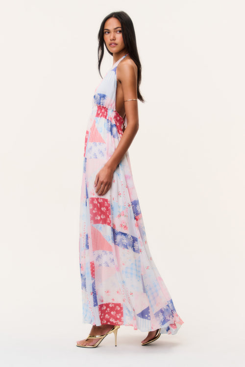 Fancy Patchwork Halter Maxi Dress