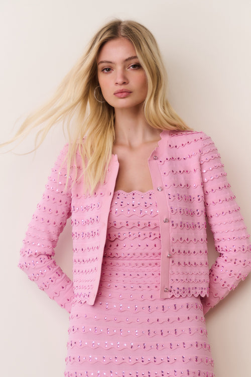 Ferris Sequin Scallop Cardigan