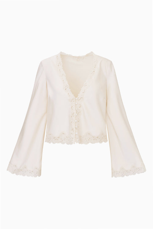 Fioretta Lace-Trimmed Crepe Top