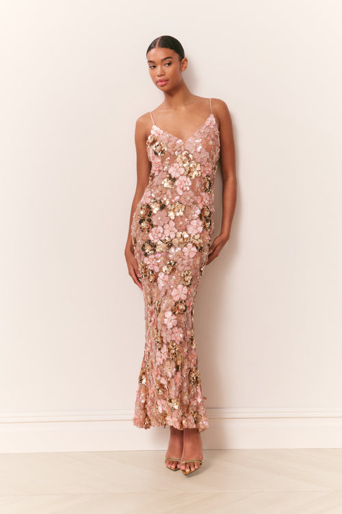 Fleurina Sequin Floral Maxi Dress