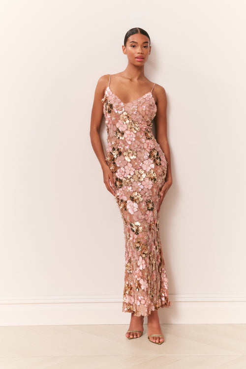 Fleurina Sequin Floral Maxi Dress