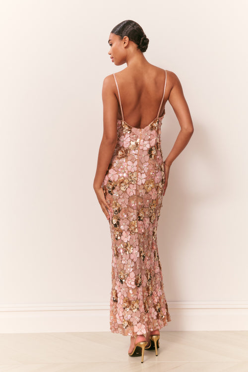 Fleurina Sequin Floral Maxi Dress