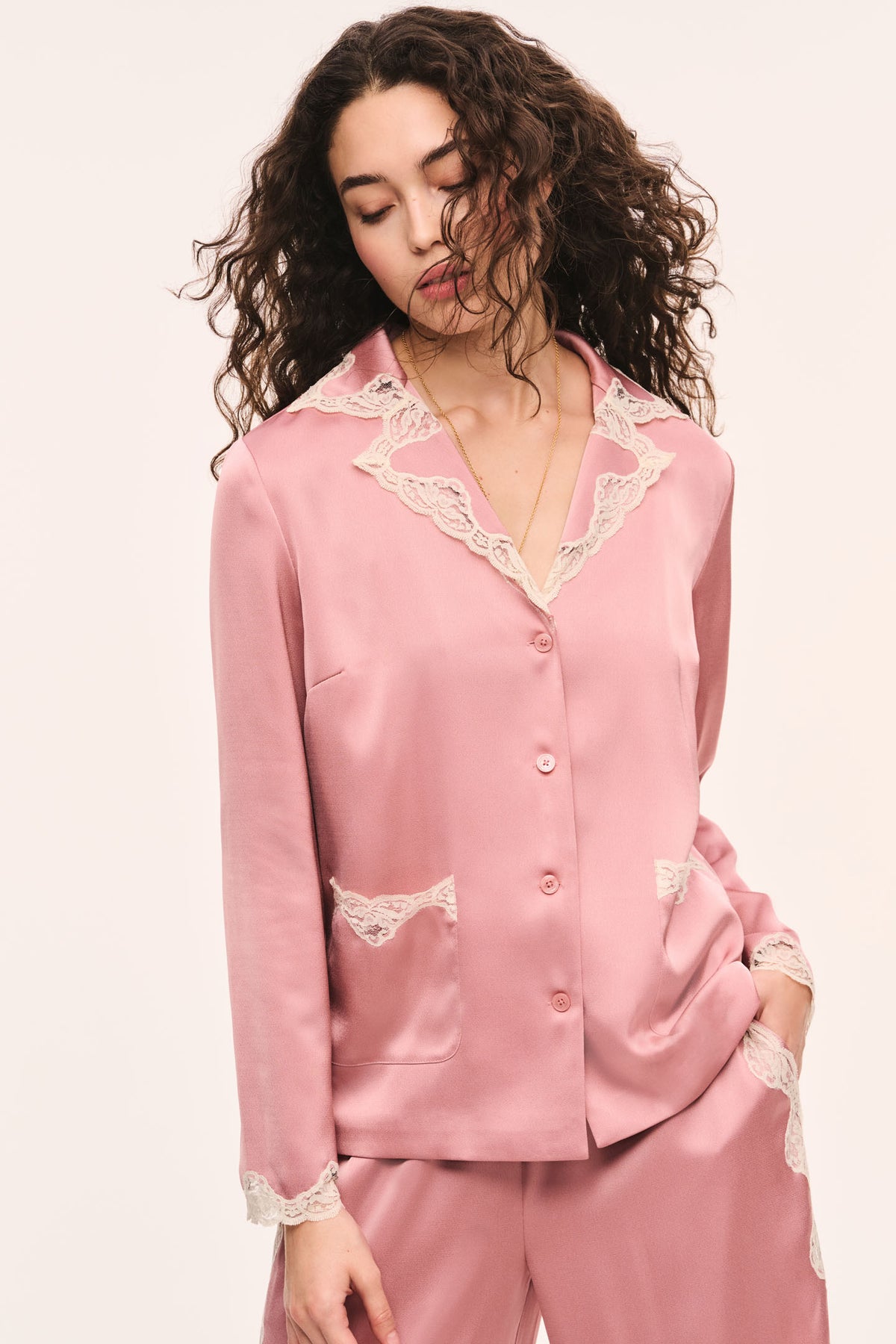 Chelly Crepe Button-Down Top
