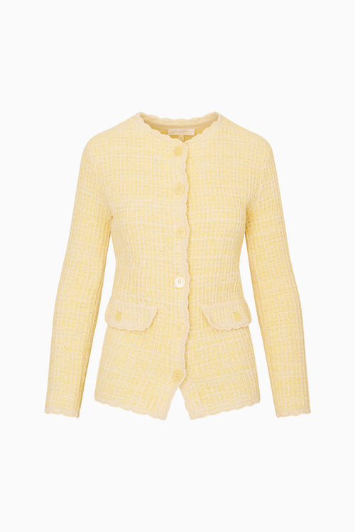 Yellow tweed blazer on a white background