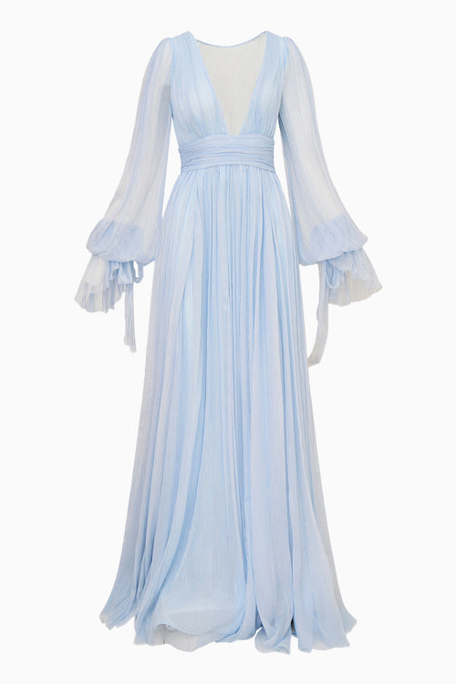 Galatea Metallic Silk Chiffon Maxi Dress