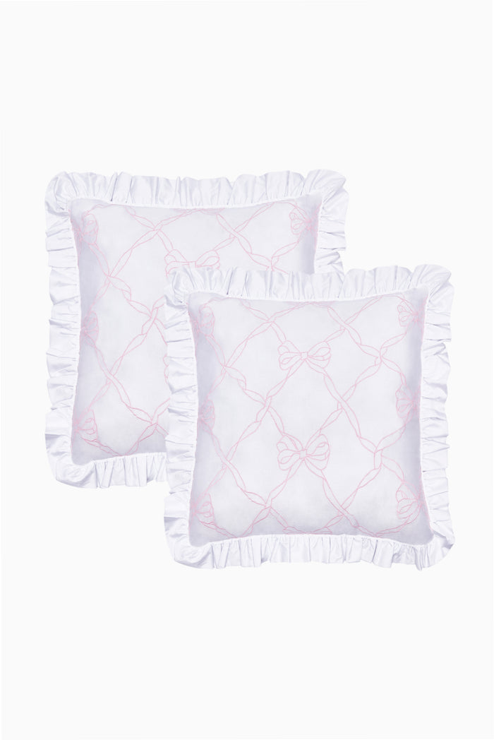 Garden Bow Ruffle Euro Pillow Sham Set Of 2