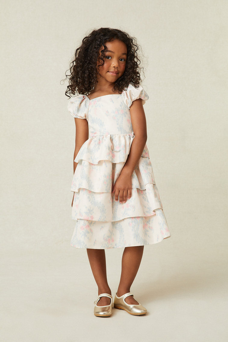 Girls Dress Cotton Rose Flower Double Bow Tie Party 7-8 Years - Walmart.com