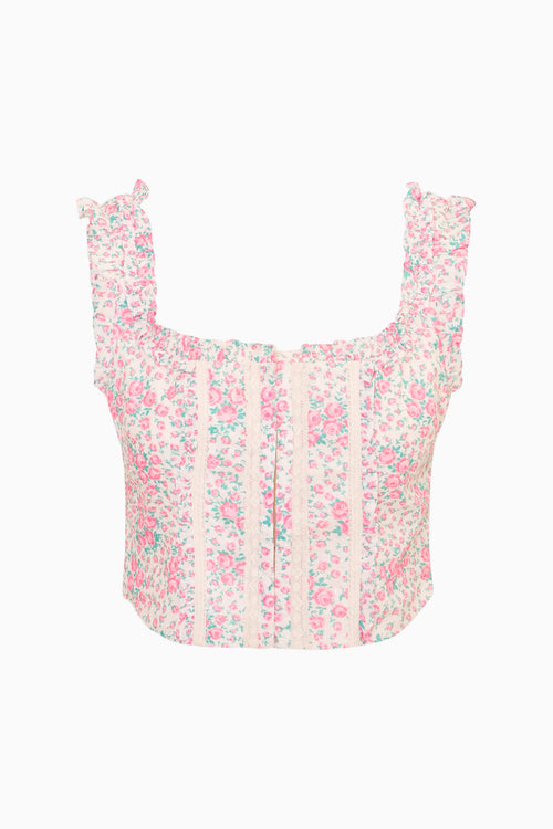 Floral patterned crop top on a white background