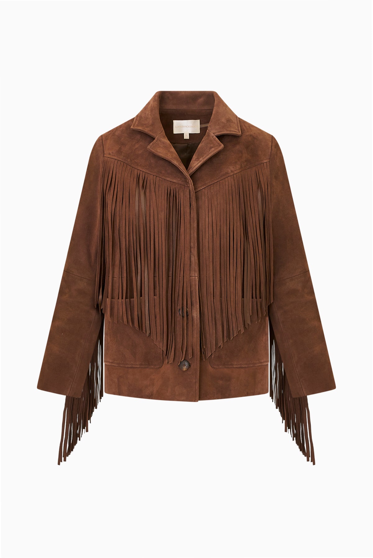 Geraline Chocolate Suede Fringe Jacket