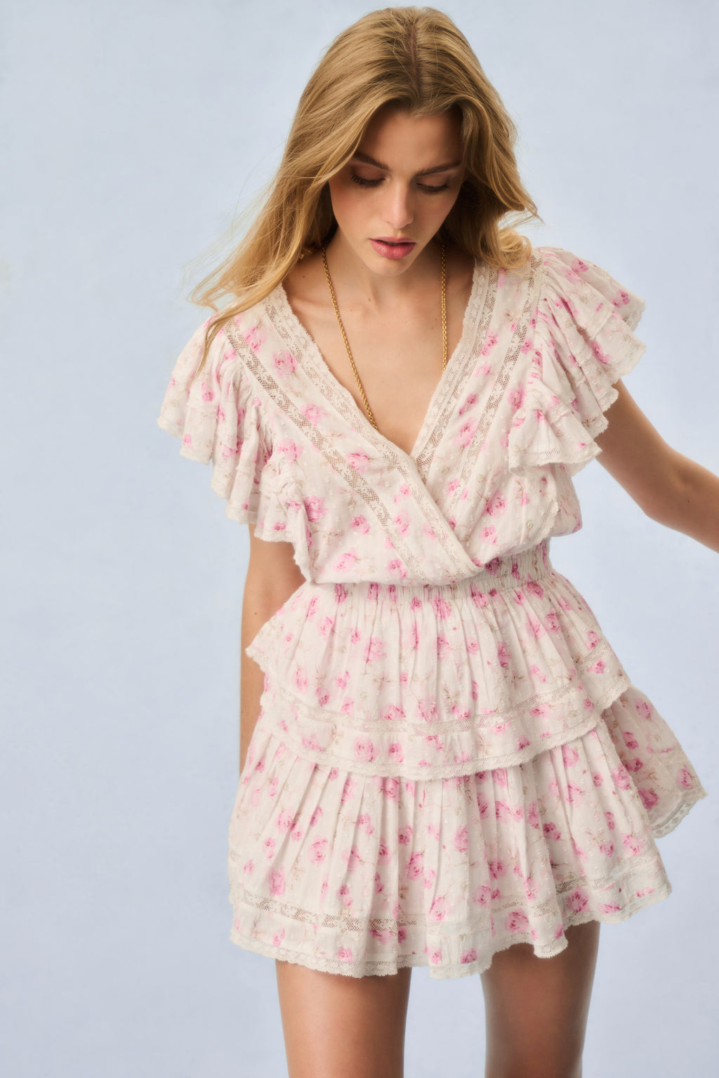 Gwen Fragrance Print Cotton Mini Dress STERLING DUSK