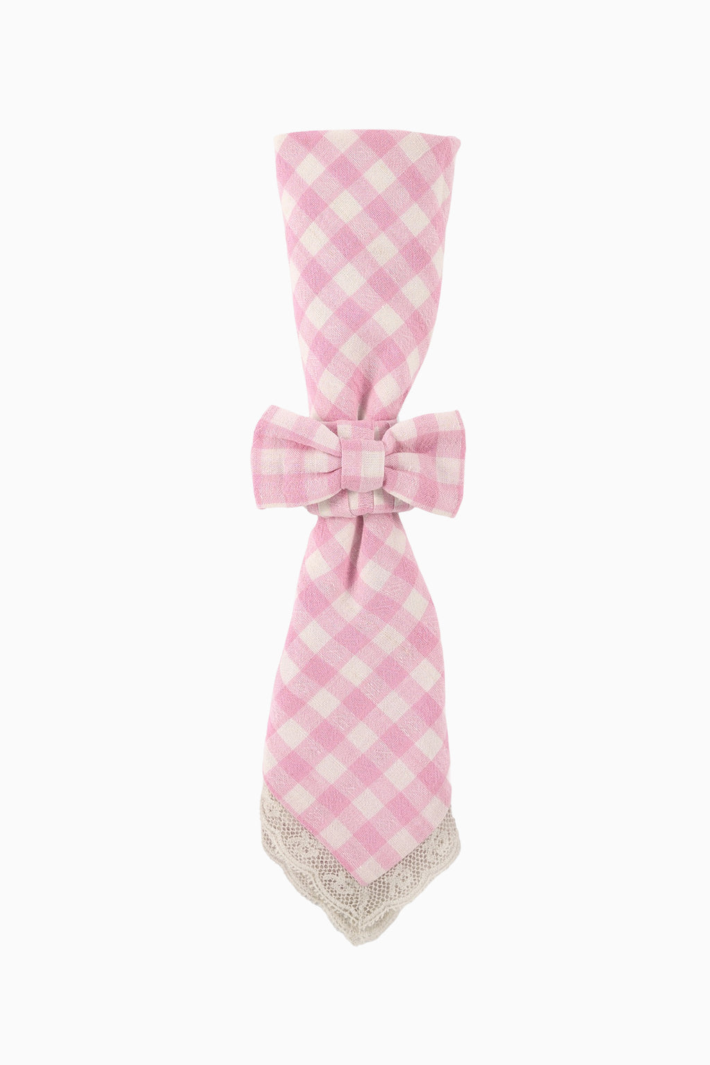 Yarn Dye Gingham Bow Napkin Rings Set 4