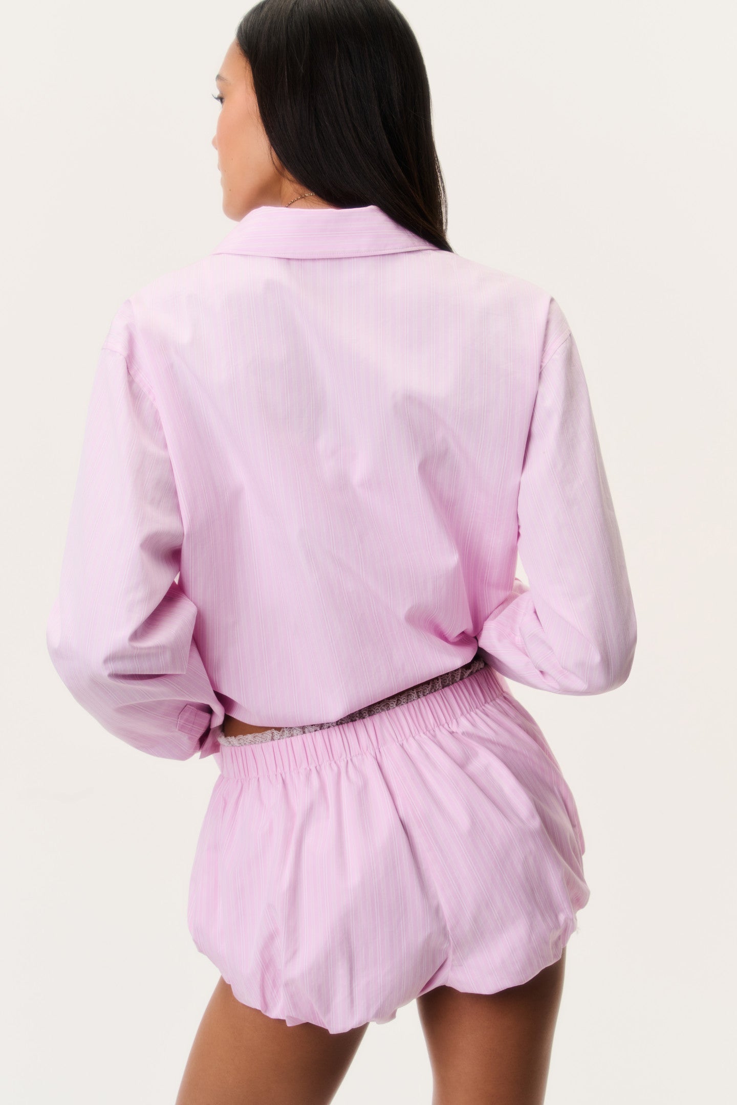 Striped Lace Embellished Relaxed Fit Bloomer Shorts | LoveShackFancy