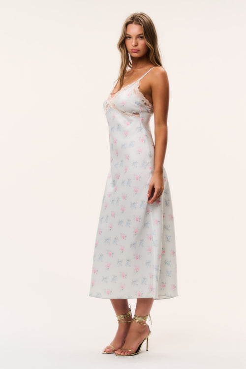 Idris Floral Satin Midi Dress