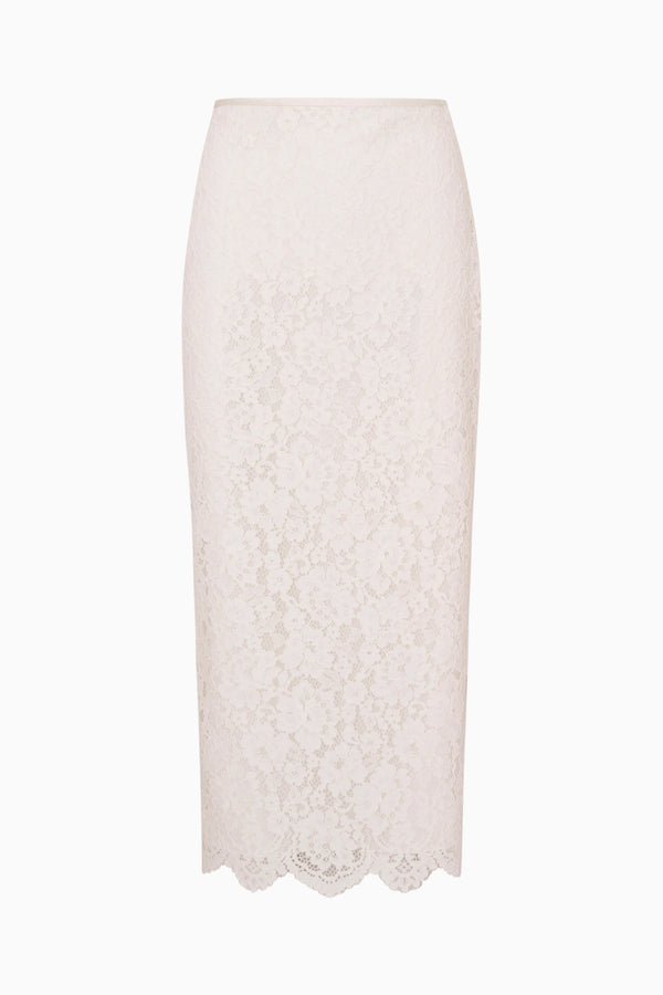 LoveShackFancy Ilse Lace Midi Pencil Skirt