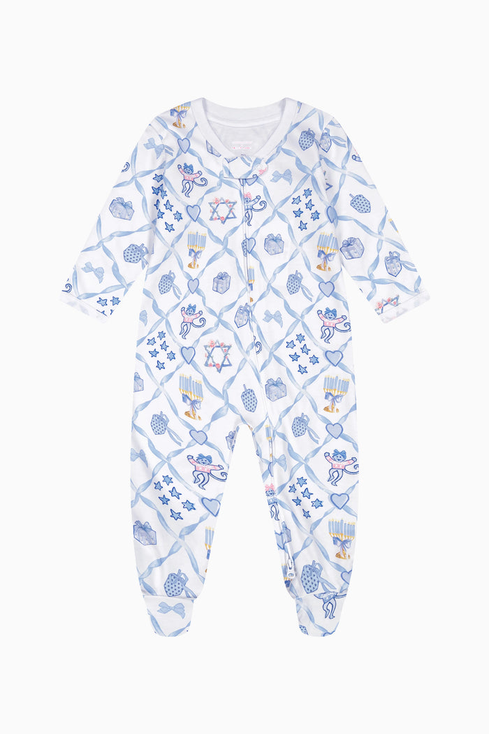 LoveShackFancy x Roller Rabbit Infant Starry Nights Lattice Zipper Footie