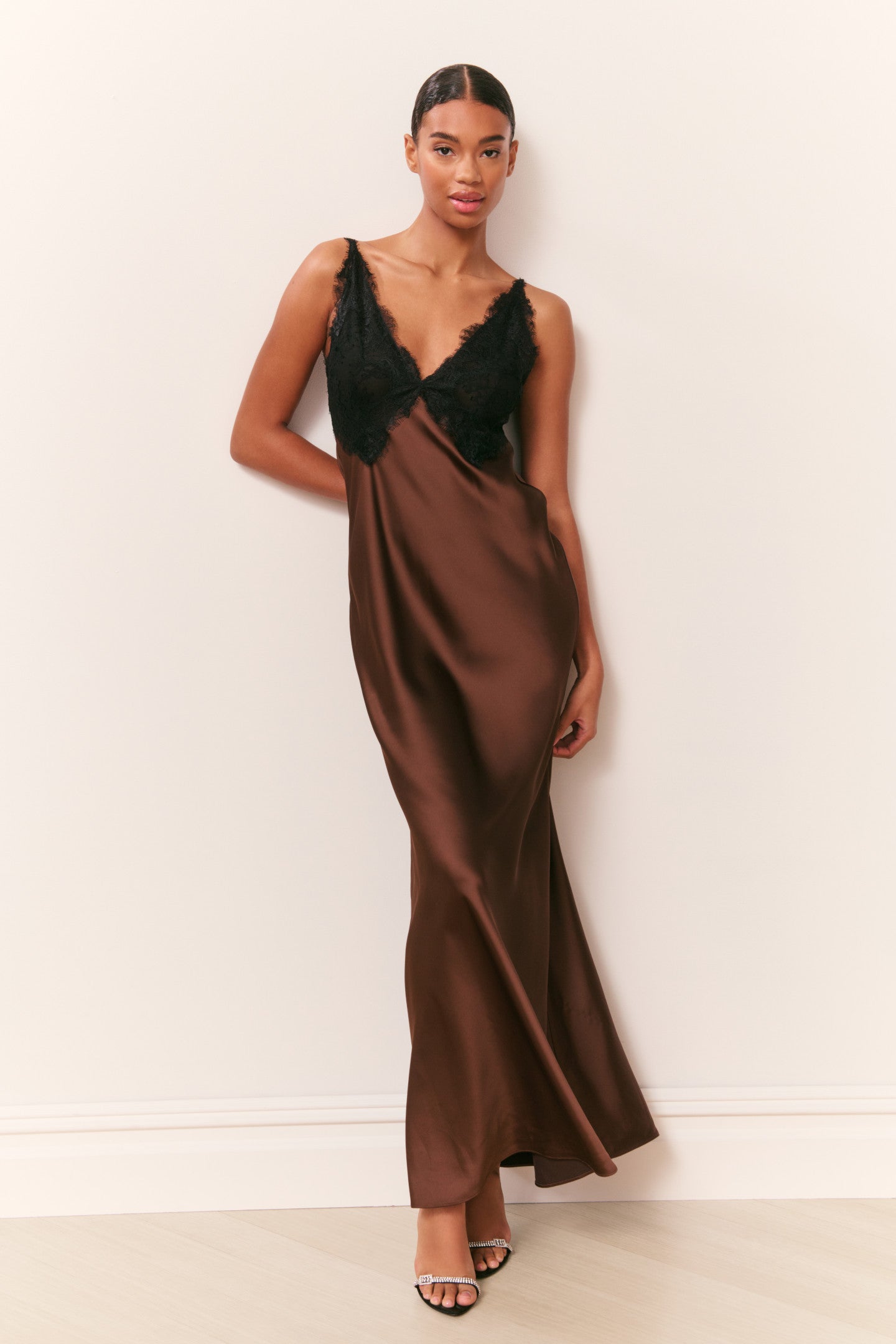 brown slip dress near me Brown Satin Maxi Dress - Slip Maxi Dress - Low-Cut Back Dress