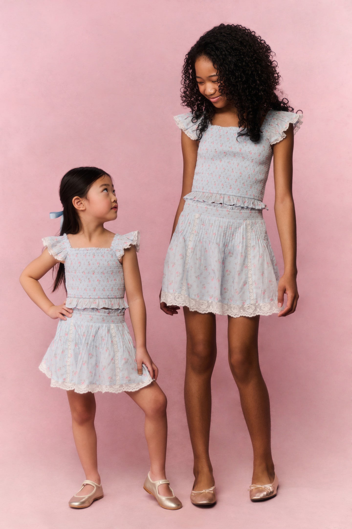 スカート Treat Urself Floral cotton mini skirt Girls Floral Cotton Lace Scallop Trim Mini Skirt | LoveShackFancy