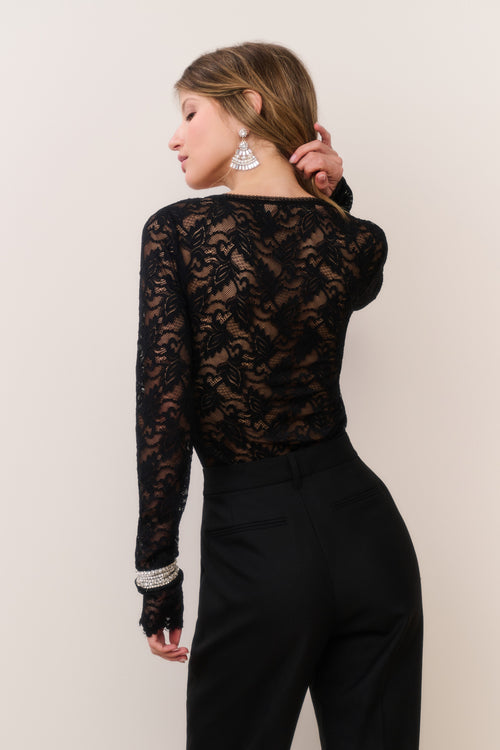 Jennie Sheer Lace Long Sleeve Bodysuit