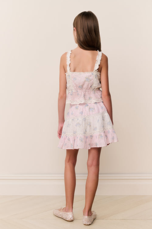 Tween Jessamine Mixed Print Top