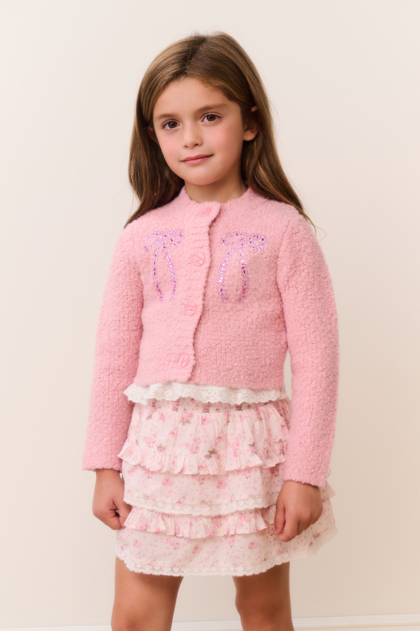 ❤️SNIDEL25awシャギーカーディガン PINK size FREE❤️ JOURNELLE-KIDS-CARDIGAN-PINK-