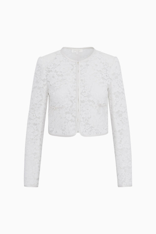 White lace cardigan on a white background