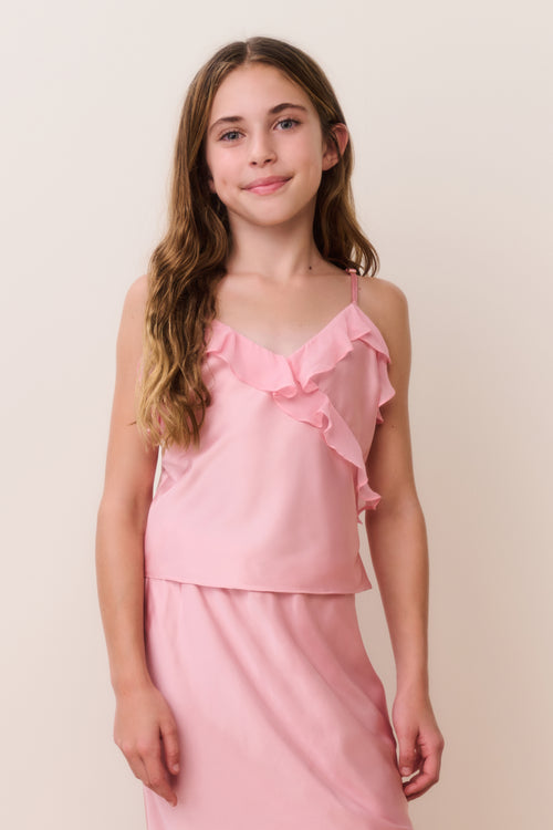 Tween Kalea Charmeuse Ruffle Top