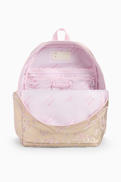 STATE x LoveShackFancy Gold Kane Double Pocket Backpack