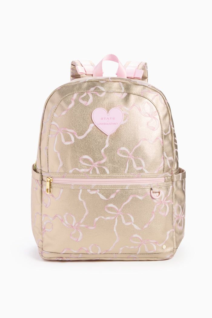 STATE x LoveShackFancy Gold Kane Double Pocket Backpack