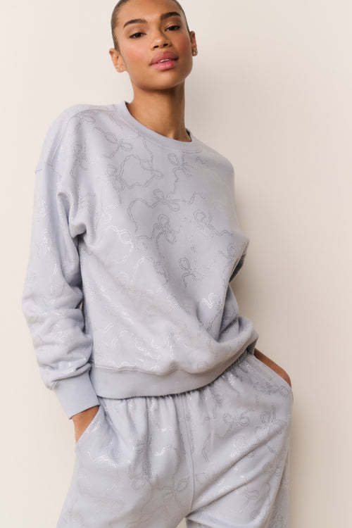 Karabeth Bow Embellished Fleece Pullover