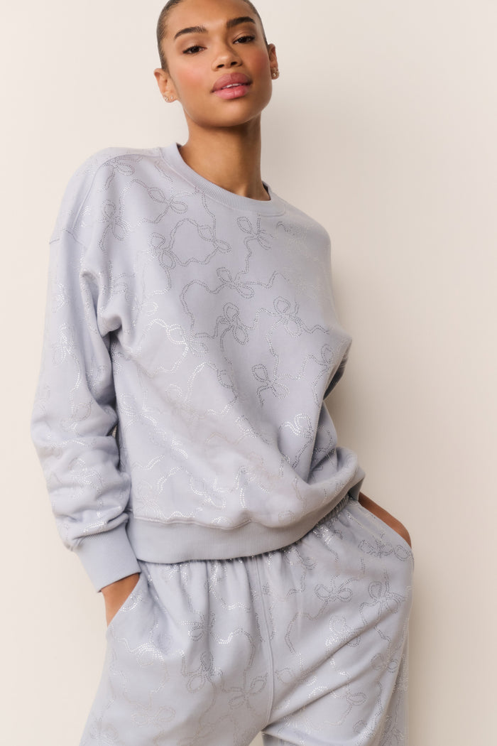 Karabeth Bow Embellished Fleece Pullover