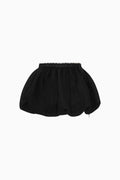 Black skirt with lace trim on a white background
