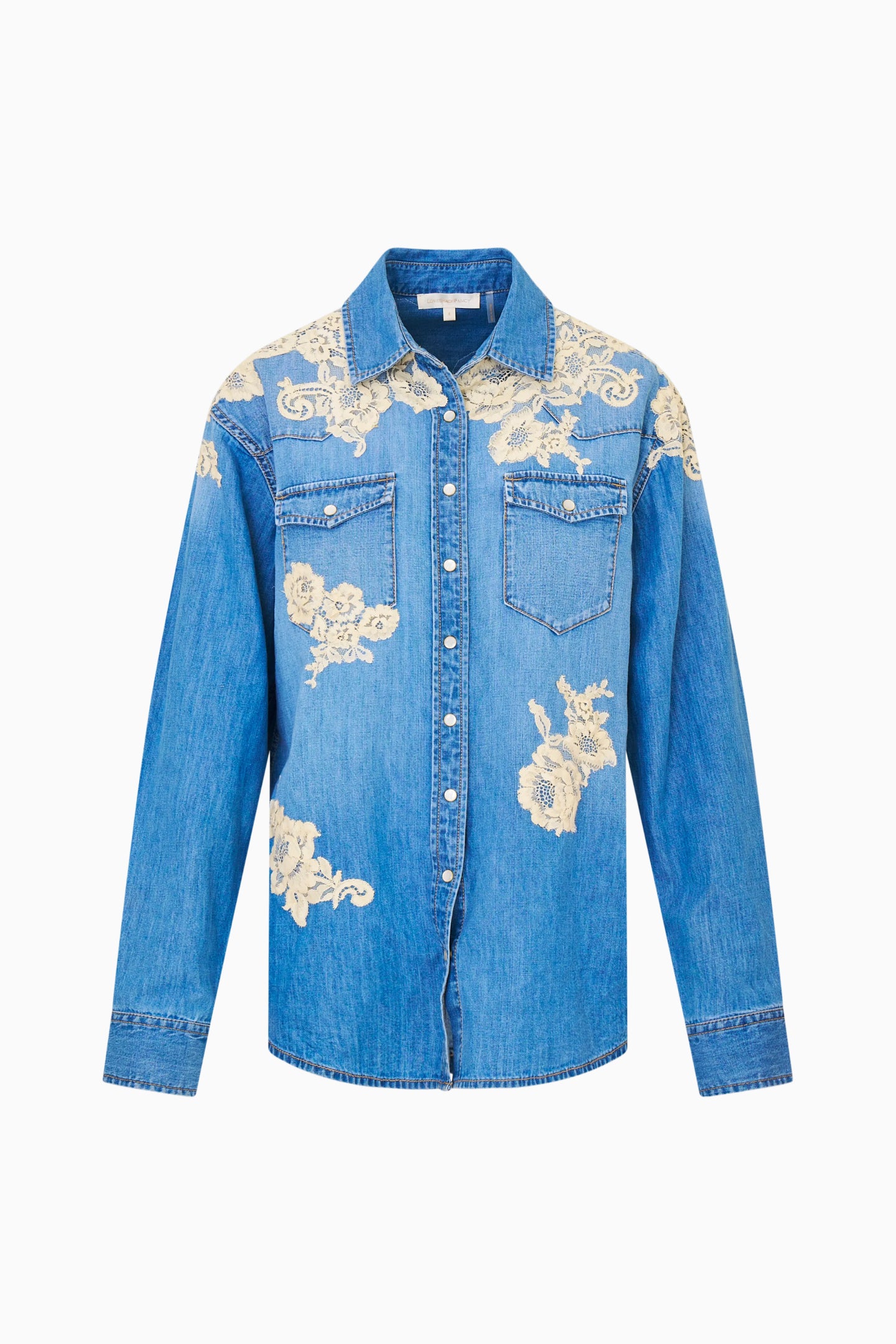 Kelith Lace Appliqué Chambray Shirt